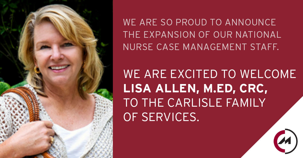 We are excited to welcome Lisa Allen, M.Ed, CRC, to the Carlisle Family of Services.